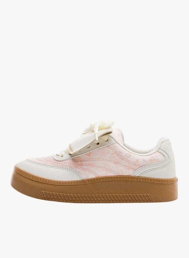 بابيا حذاء سنيكرز برباط وطبعة زهور للنساء